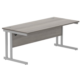 [CORE1880DUGOAKSV] Office Rectangular Desk With Steel Double Upright Cantilever Frame (Fsc) | 1800X800 | Alaskan Grey Oak/Silver