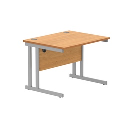 [CORE8080DUBCHSV] Office Rectangular Desk With Steel Double Upright Cantilever Frame (Fsc) | 800X800 | Norwegian Beech/Silver