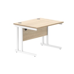 [CORE8080DUOKWH] Office Rectangular Desk With Steel Double Upright Cantilever Frame (Fsc) | 800X800 | Canadian Oak/White