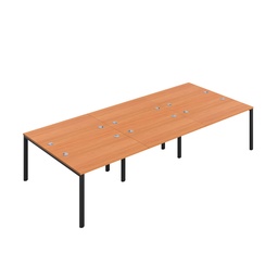 [CB1280CPBEBK/6P] CB Bench with Cable Ports: 6 Person (FSC) | 1200 x 800 | Beech/Black | 