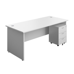 [PAN1880BUN3WH] Panel Rectangular Desk + 3 Drawer Mobile Pedestal Bundle (FSC) | 1800X800 | White/White | 