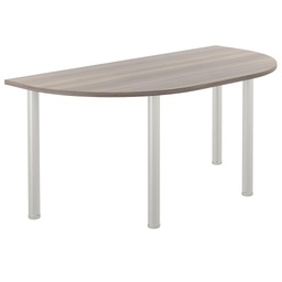 [OFPMTDEND1680GO] One Fraction Plus Rectangular Meeting Table with D-End (FSC) | 1600X800 | Grey Oak/Silver | 