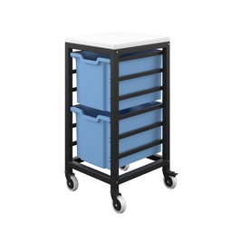 [T-STOR-2D-F25UN] Titan 2 Draw Extra Deep F25 Tray Unlimited Mobile Storage Unit Black Frame White Top