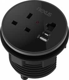 [NEX200BB3B-01] 80Mm In-Desk Power Module 1X
240V Uk Socket, 30W Usb-C, 27W
Usb-A, Black Housing, Black Bezel,
Black Veneer (With Additional Rj45
Keystone Blank - Keystone Not
Supplied)