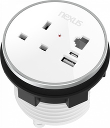 [NEX200WS3W-01] 80Mm In-Desk Power Module 1X
240V Uk Socket, 30W Usb-C, 27W
Usb-A, White Housing, White Bezel,
White Veneer (With Additional Rj45
Keystone Blank - Keystone Not
Supplied)