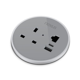 [NEX200WW1W-01] 80Mm In-Desk Power Module 1X 240V Uk Socket, 30W Usb-C, 27W Usb-A, White Housing, White Bezel, White Veneer