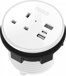 [NEX200WW4W-01] 80Mm In-Desk Power Module 1X
240V Uk Socket, 30W Usb-C, 27W
Usb-A, White Housing, White Bezel,
White Veneer (With Additional Usb-A
Keystone Blank - Keystone Not
Supplied)