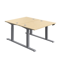 [ECBB1280CPMASV] Economy Back To Back Sit Stand Desk (FSC) | 1200 X 800 | Maple/Silver | 