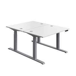 [ECBB1280CPWHSV] Economy Back To Back Sit Stand Desk (FSC) | 1200 X 800 | White/Silver | 