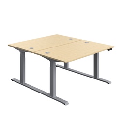 [ECBB1480CPMASV] Economy Back To Back Sit Stand Desk (FSC) | 1400 X 800 | Maple/Silver | 