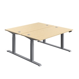 [ECBB1680CPMASV] Economy Back To Back Sit Stand Desk (FSC) | 1600 X 800 | Maple/Silver | 