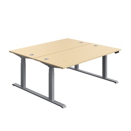 [ECBB1880CPMASV] Economy Back To Back Sit Stand Desk (FSC) | 1800 X 800 | Maple/Silver | 