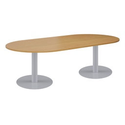 [OCMT2410RADNO] One Contract Meeting Table 2400 X 1000 Radial End Silver Base Nova Oak Top