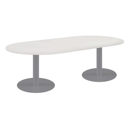 [OCMT2410RADWH] One Contract Meeting Table 2400 X 1000 Radial End Silver Base White Top